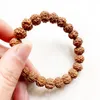 Pulseira natural de Rudraksha para homens e mulheres Buda Budista Cura Ioga Oração Amuleto elástico 1 peça