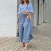 Dostyki dla kobiet WEFADS Dwukierunowy zestaw modny Solid V Neck Długie rękaw Niped talia Top Lose Szerokie nogi Zestawy Sets High Streetwear For Women 230629