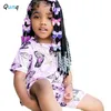 Pyjama Qunq 2023 Zomer INS Meisjes Geruite Print Korte Mouw Trui Top Shorts 2 Stuks Sets Sportieve Casual Kinderkleding Leeftijd 3 T 8T 230628