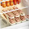 Storage Bottles Fridge Egg Organizer Tray Refrigerator Automatically Rolling Box Space Saving Drawer Shelf Holder