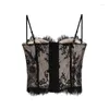 Débardeurs pour femmes Fishbone Lace Camisole Chest Pad Boucle de réglage à trois rangées Sexy Hollow Body Sculpting Tube Top