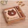 Wholesale Stationery Set Sketchbook Wooden Cover Diary Notebook For Girls