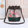 New Luxury Women Bucket Bag Drawstring Opening Crossbody Shoulder Bag Designer Printed Stripes Cylindrical Package Carrying Bag