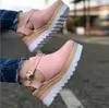 Sandálias Mulher Verão Salto Médio Pumps Sapatos Cunhas Mulher Plus Size Light Lady Flatform Sandalias Mujer Sapato Feminino N140