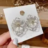 Boucles d'oreilles pendantes coréen élégant cristal clair fleur blanche 2023 doux Transparent posé goutte florale pour les femmes bijoux