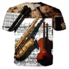 Camisetas masculinas The Latest Harajuku 3D T-shirt Conjunto de bateria de instrumento musical de alta definição Camisa de manga curta Casual