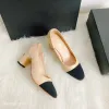 Designer Sandal Apricot Slingback Sandal Women Summer Med Heel Slide Luxury Slipper Dress Shoes With Box