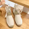 Nieuwe Linnen Geborduurde Espadrilles Sandalen Flats hakken zomer dames luxe ontwerpers lederen zool Avondfeest Zandjurk schoenen fabrieksschoeisel Maat 35-41 doos