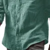 Chemises habillées pour hommes coton lin hommes à manches longues été couleur unie Streetwear hommes décontracté plage Style grande taille boutonné Blouse hauts homme 230628