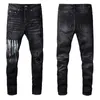 Casual Streetwear Black Slim Fit Jeans Men Autumn Masculina Letter Jeans Pants Trendy Dance Club Skinny s toursers n6