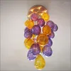 Chandeliers Top Design Colored Blown Glass Big Chandelier Hand Chain Led Light