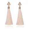 Stud Earrings Bohemian Cotton Long Tassel Triangle Hanging Statement Ethnic Earring Drop Gifts For Women Jewelry