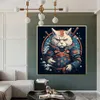 Japon Samuray Kedi Tuval Boyama Posteri Baskılar Dekoratif Yatak Odası Fantastik Anime Hayvan Yavru Savaşçı Baskılar Duvar Sanatı Resimleri için Oturma Odası Ev Dekor w06