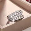 Rings Fashion Female Silver Geometric Line Irregular Multilayer for Women Inlaid Cubic Wedding Jewelry