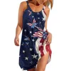 Abiti casual Vestito con bandiera americana Moda donna Cinghia bohémien Festa da sera Spiaggia Midi Usa Vestito estivo Orlo Vocazione