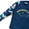 Купальный костюм M-5XL Plus Size Fat Boy Swimsuit 3 Piece Set Long Seve UV Protection Shark Print Детские купальные костюмы Teen Camo Купальники HKD230628