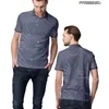 Men's Polos Summer Mens Shirts Designer Geometry Pattern Line Turn Down Collar Short Sleeve Slim Stretch High Quality Shrinkproof