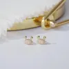 Studörhängen 14K Real Gold S Needle Micro-inlyid Zircon Utsökt glittrande söt liten krabba för kvinnor