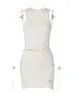 Tvådelt klänning Hugcitar Pure Color O Neck Cut Out Sexy Ruched Crop Tank Top Mini Kjol 2 Matchande uppsättningar 2023 Summer Casual Vacation Sports 230629