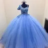 Robes de soirée élégante fleur robe de bal Quinceanera formelle une épaule cristal perles dentelle appliques princesse robes d'anniversaire