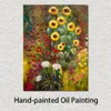 Famous Gustav Klimt Farm Garden with Sunflowers Yellow Hand Painted Oil Paintings Canvas Reproduction for Office Room Decor