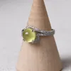 Cluster Rings FNJ 925 Silver Ring for Women Jewelry Original Pure S925 Sterling Natural Prehnite Stone