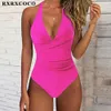 Swim wear RXRXCOCO Swimsuit Woman 2023 One Piece Swimsuit Swimwear For Women Solid Push Up Womens Bathing Suit Beachwear Fa Bodysuit HKD230628