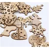 Christmas Decorations Diy Natural Wooden Chip Tree Hanging Ornaments Pendant Kids Gifts Snowman Shape Xmas Drop Delivery Home Garden Dhme3