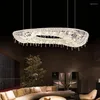 Avizeler Modern Lüks Yuvarlak Oval Kristal Avize Tasarımcı Oturma Yemek Odası Krom Cilası LED Kolye Işıkları El Dubleks Villa Lambası