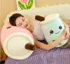 24 cm Leuke Gevulde Parel Cup Vorm Speelgoed kawaii peluch Bubble Cartoon Melk Thee Boba plushie Knuffel G0629