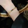 Lien Bracelets En Acier Inoxydable 316L Longue Bande Carrée Forme Couleur Zircon Pour Les Femmes De Mode Fine Bijoux Cadeau SAB549