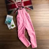 Jeans da uomo Salopette da uomo rosa Bretelle regolabili casuali Tute Y2K Pantaloni dritti larghi 230628