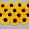 Dried Flowers 10pcs 8cm Large Silk Sunflower Artificial Flower Head For Wedding Box Decoration Headmade Accessories Fake flowers