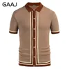 Polos pour hommes GAAJ Polo Shirt hommes épissage tricot à manches courtes affaires tricot Cardigan printemps automne haute qualité tricots décontractés 230629