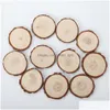 Craft Tools Factory Natural Wood Slices 2-2.4 Oavslutade DIY Crafts Redrilled With Hole Round Wood Circles For Rustic Christmas O DHXA8