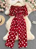 Vrouwen Jumpsuits Rompertjes Nieuwe Zomer Polka Dot Sexy Elegante Vrouwen Jumpsuit Mode Slanke Lange Wijde Pijpen Broeken Overalls Vrouwelijke One Pieces Strand Boho Romper J230629