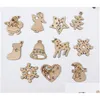 Christmas Decorations Diy Natural Wooden Chip Tree Hanging Ornaments Pendant Kids Gifts Snowman Shape Xmas Drop Delivery Home Garden Dhme3