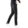 Herren Jeans Designer Hong Kong Europäische Modemarke Schwarz für Slim Fit, kleine Füße, Herbst und Winter Neue elastische lässige lange Hosen Männer K45U