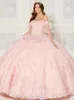 Orkidé lila lavendel fjäder quinceanera klänningar från axel 3d blommig pärlstav applikation boll klänning vestido cinderela debutante