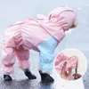 Dog Apparel HOOPET 4 Colors Raincoat Outdoor Puppy XS 2XL Waterproof For Dogs Pet Jumpsuit Clothes Supplies 230628