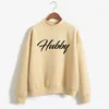 Femmes Vestes Lettres Hubby Imprimer Femme Sweat Doux Coréen O cou Tricoté Pull Épais Automne Hiver Bonbons Couleur Femmes Vêtements 230628