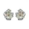 Boucles d'oreilles pendantes coréen élégant cristal clair fleur blanche 2023 doux Transparent posé goutte florale pour les femmes bijoux