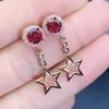 Kolczyki Dangle żyrandol naturalny Red Red Garnet Star Dropeusz 1CT 2CTS Kamień szlachetny na biżuterię 925 Srebrny srebrny J21537