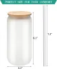 16 oz ABD Depo Su Şişeleri DIY Boş Süblimasyon Buzlu Kahve Sodası için Bambu Kapağı ve Pipetli Bir Bira Cam Kupaları J0706