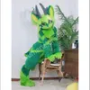 Trajes de mascote de gato Husky para cães verdes Halloween Evento de Natal Trajes de dramatização Vestido de dramatização Fantasia de conjunto de pele