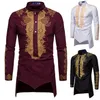 Camicie eleganti da uomo Moda Uomo stampato Abbigliamento africano Camicia ricamata National Rich Bazin Dashiki 230628