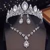 Necklace Earrings Set Green Bridal With Tiaras Crown Choker For Wedding Dress Bride Costume Jewelry Accessories