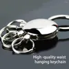 Keychains Stainless Steel Keychain Decoration Round Key Chain Woman Man Handbag Waist Hanging Keyring Detachable Decorative