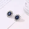 Ensembles de bijoux de mariage reine Royal océan bleu blanc cristal strass zircon pendentif chaîne collier boucles d'oreilles ensembles 230627