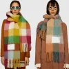 2023 Fashion Europe Latest Autumn and Winter Multi Color Thickened Plaid Scarf Ac with Extended Shawl Couple